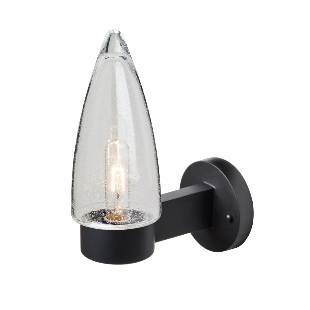 Sulu Outdoor Sconce, Clear Bubble, Black Finish, 1x5W LED Filament