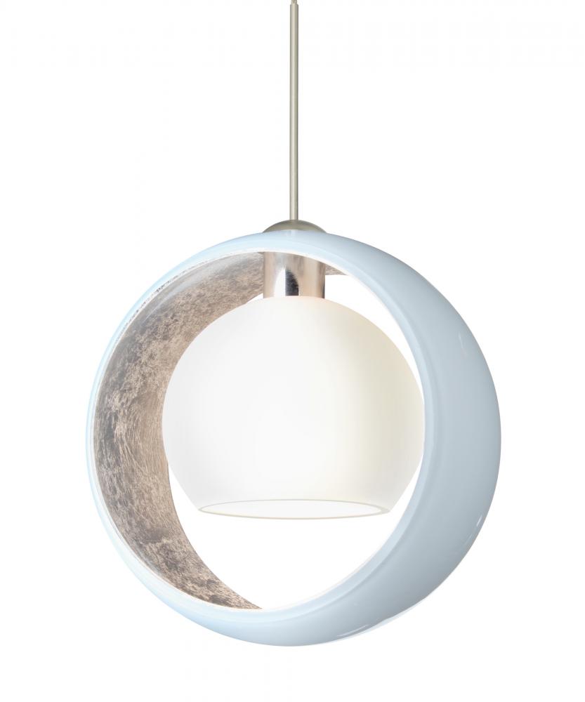 Besa Pendant Pogo Satin Nickel White/Inner Silver 1x5W LED