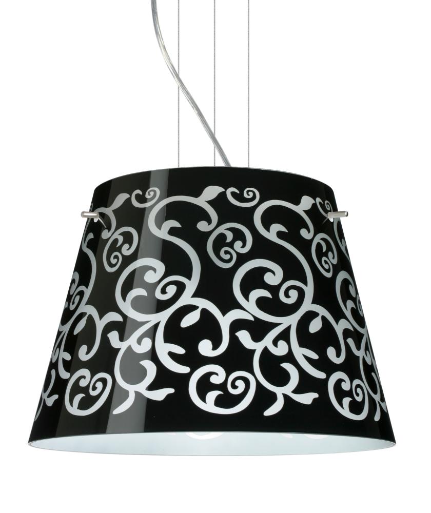 Besa Pendant Amelia 15 Satin Nickel Black Damask 3x100W A19