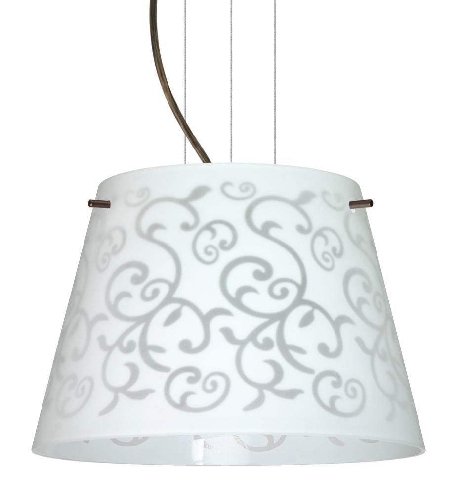 Besa Pendant Amelia 12 Bronze White Damask 1x100W A19