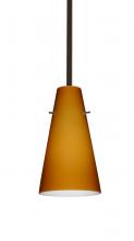 Besa Lighting 1TT-412480-BR - Besa Cierro Stem Pendant Bronze Amber Matte 1x100W Medium Base