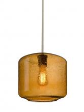 Besa Lighting 1TT-NILES10AM-EDIL-SN - Besa Niles 10 Pendant, Amber Bubble, Satin Nickel Finish, 1x4W LED Filament