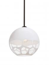 Besa Lighting 1TT-ROCKYWH-BR - Besa, Rocky Stem Pendant, White, Bronze Finish, 1x60W Medium Base