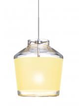 Besa Lighting 1XC-PIC6CR-LED-SN - Besa Pendant Pica 6 Satin Nickel Creme Sand 1x5W LED