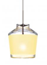 Besa Lighting 1XT-PIC6CR-LED-BR - Besa Pendant Pica 6 Bronze Creme Sand 1x5W LED