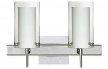 Besa Lighting 2SW-C44007-CR-SQ - Besa Pahu 4 Wall With SQ Canopy 2SW Clear/Opal Chrome 2x40W G9