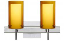 Besa Lighting 2SW-G44007-CR-SQ - Besa Pahu 4 Wall With SQ Canopy 2SW Transparent Armagnac/Opal Chrome 2x40W G9