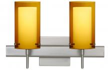 Besa Lighting 2SW-G44007-SN-SQ - Besa Pahu 4 Wall With SQ Canopy 2SW Transparent Armagnac/Opal Satin Nickel 2x40W G9