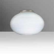 Besa Lighting 491307C-SN - Besa, Pape 12 Ceiling, Opal Ribbed, Satin Nickel Finish, 1x100W E26 Base