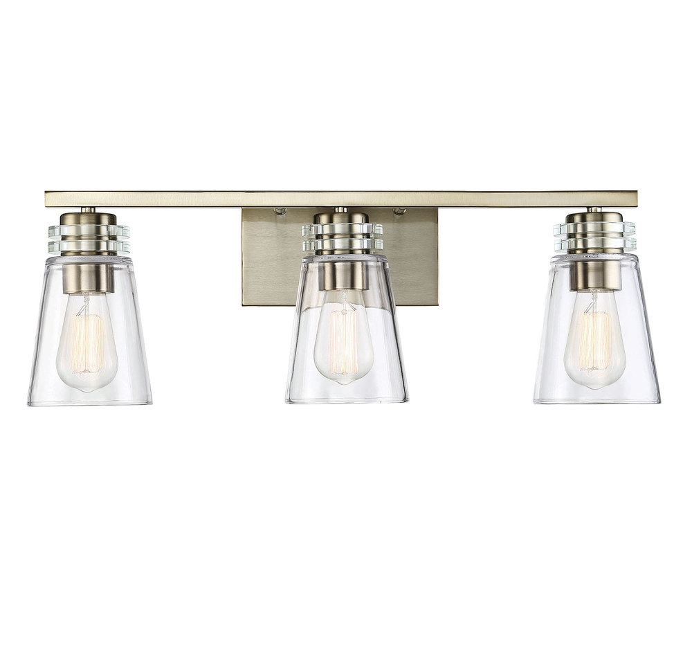 Brannon 3-Light Bathroom Vanity Light in Noble Brass