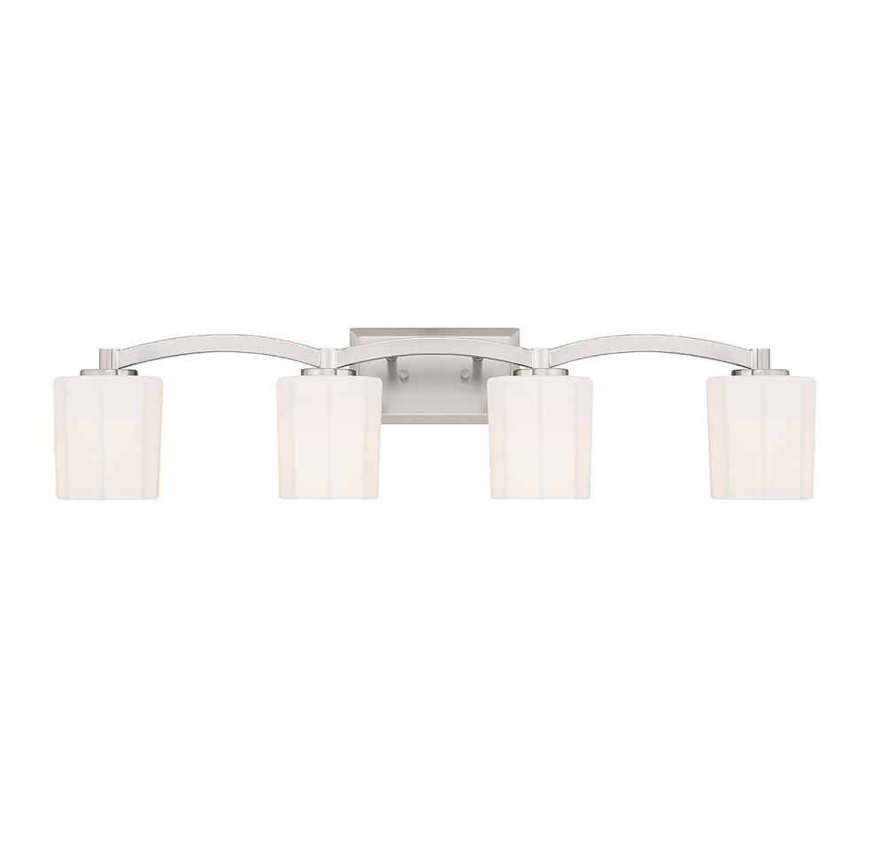 Whitney 4-Light Bathroom Vanity Light in Satin Nickel