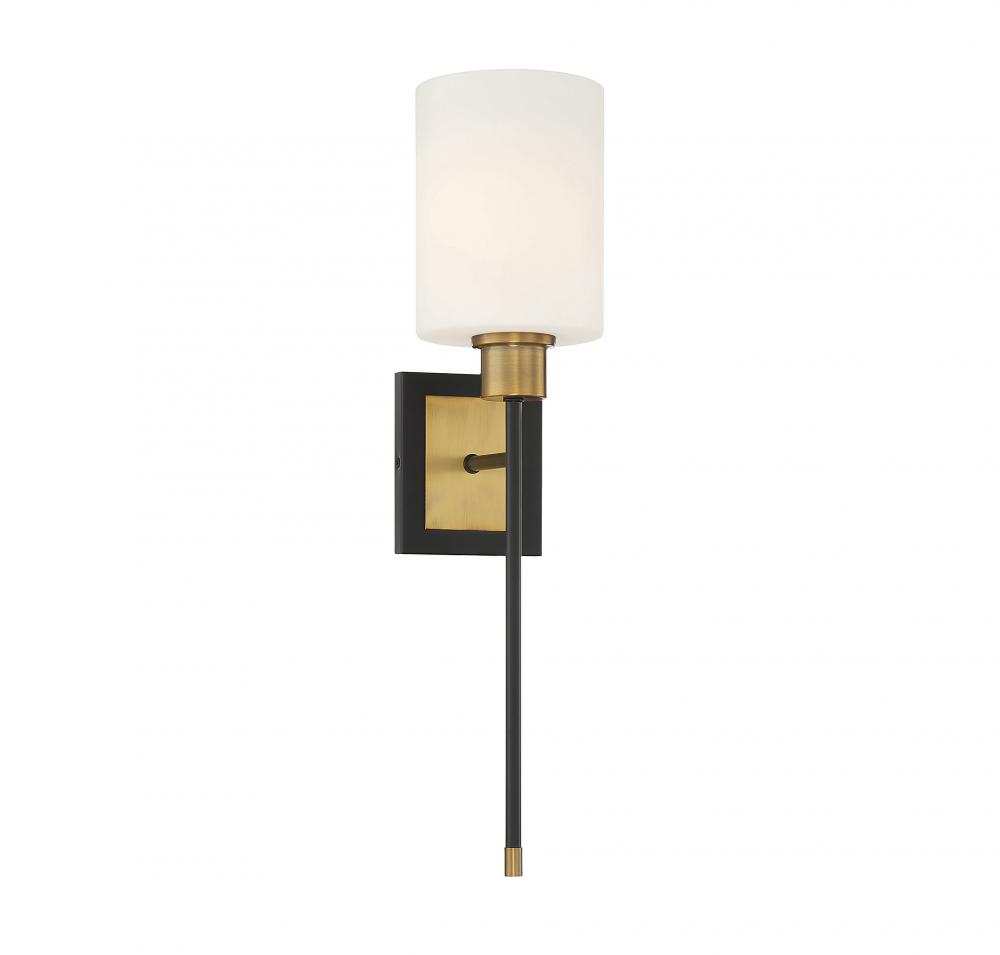 Alvara 1-Light Wall Sconce in Matte Black with Warm Brass Accents