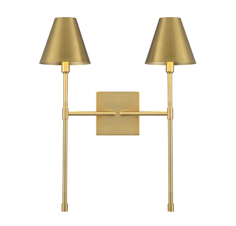 Jefferson 2-Light Wall Sconce in Warm Brass