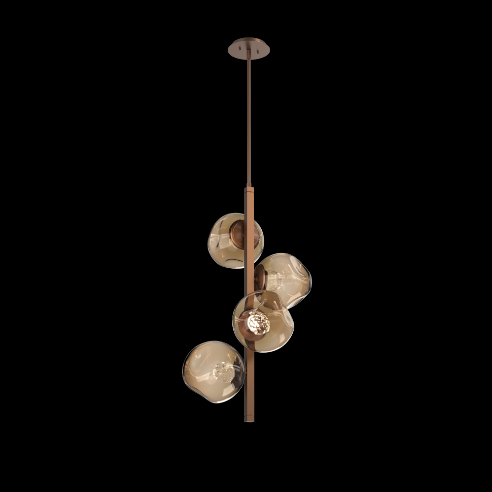 Luna 4pc Twisted Vine-Burnished Bronze-Floret Inner - Bronze Outer-Threaded Rod Suspension-LED 2700K