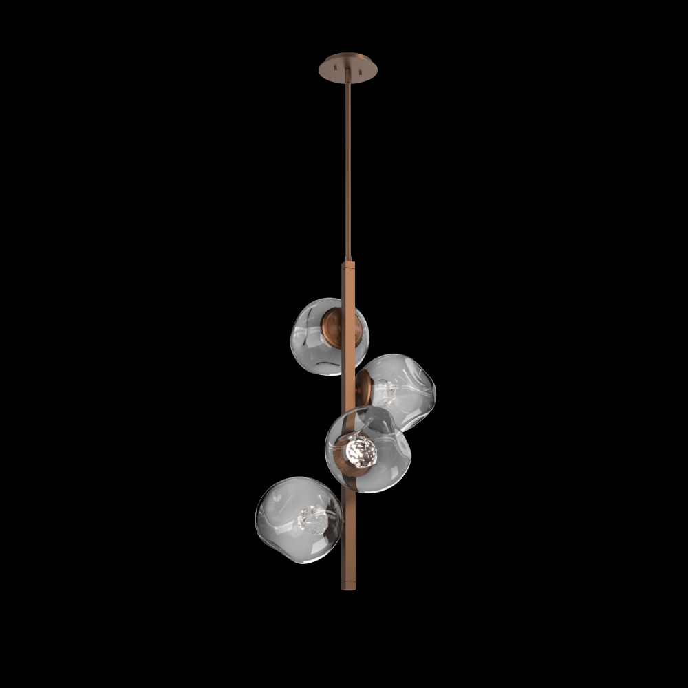 Luna 4pc Twisted Vine-Burnished Bronze-Floret Inner - Smoke Outer-Threaded Rod Suspension-LED 2700K