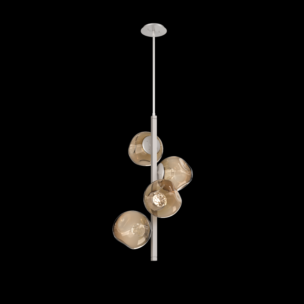 Luna 4pc Twisted Vine-Beige Silver-Floret Inner - Bronze Outer-Threaded Rod Suspension-LED 2700K