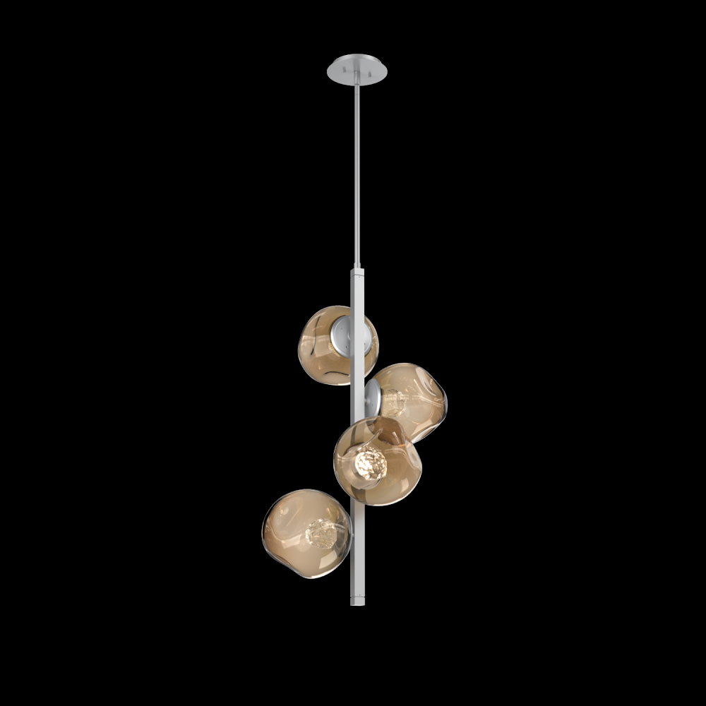 Luna 4pc Twisted Vine-Classic Silver-Floret Inner - Bronze Outer-Threaded Rod Suspension-LED 2700K