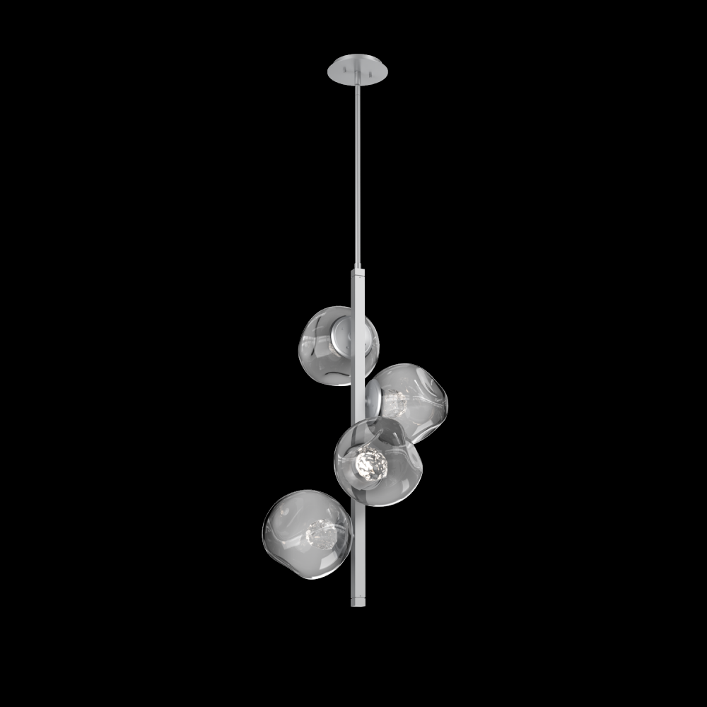 Luna 4pc Twisted Vine-Classic Silver-Floret Inner - Smoke Outer-Threaded Rod Suspension-LED 2700K