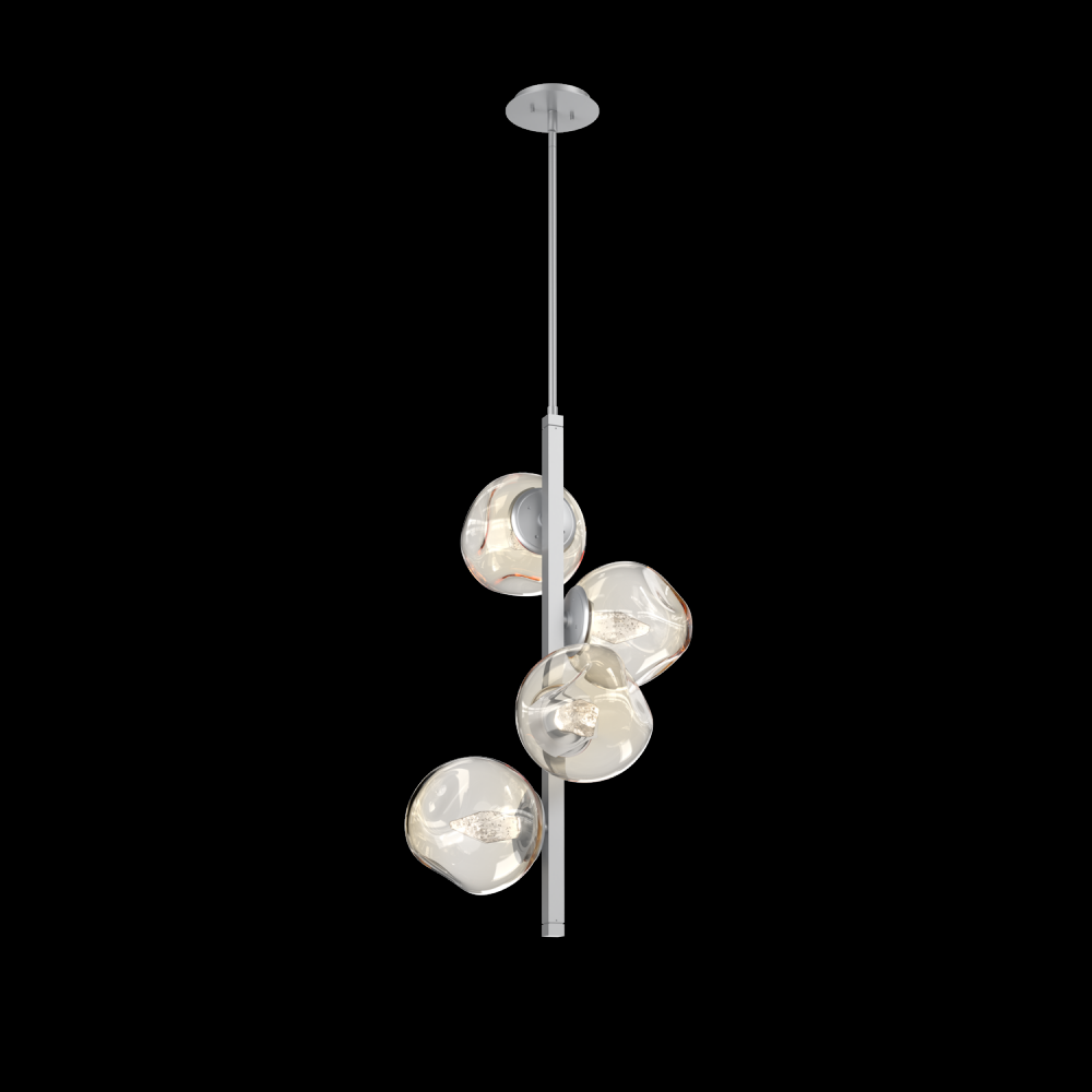 Luna 4pc Twisted Vine-Classic Silver-Geo Inner - Amber Outer-Threaded Rod Suspension-LED 2700K