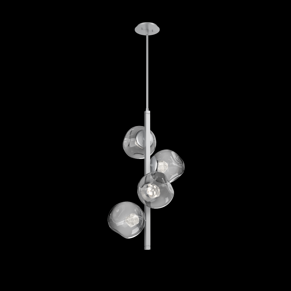 Luna 4pc Twisted Vine-Classic Silver-Zircon Inner - Smoke Outer-Threaded Rod Suspension-LED 3000K