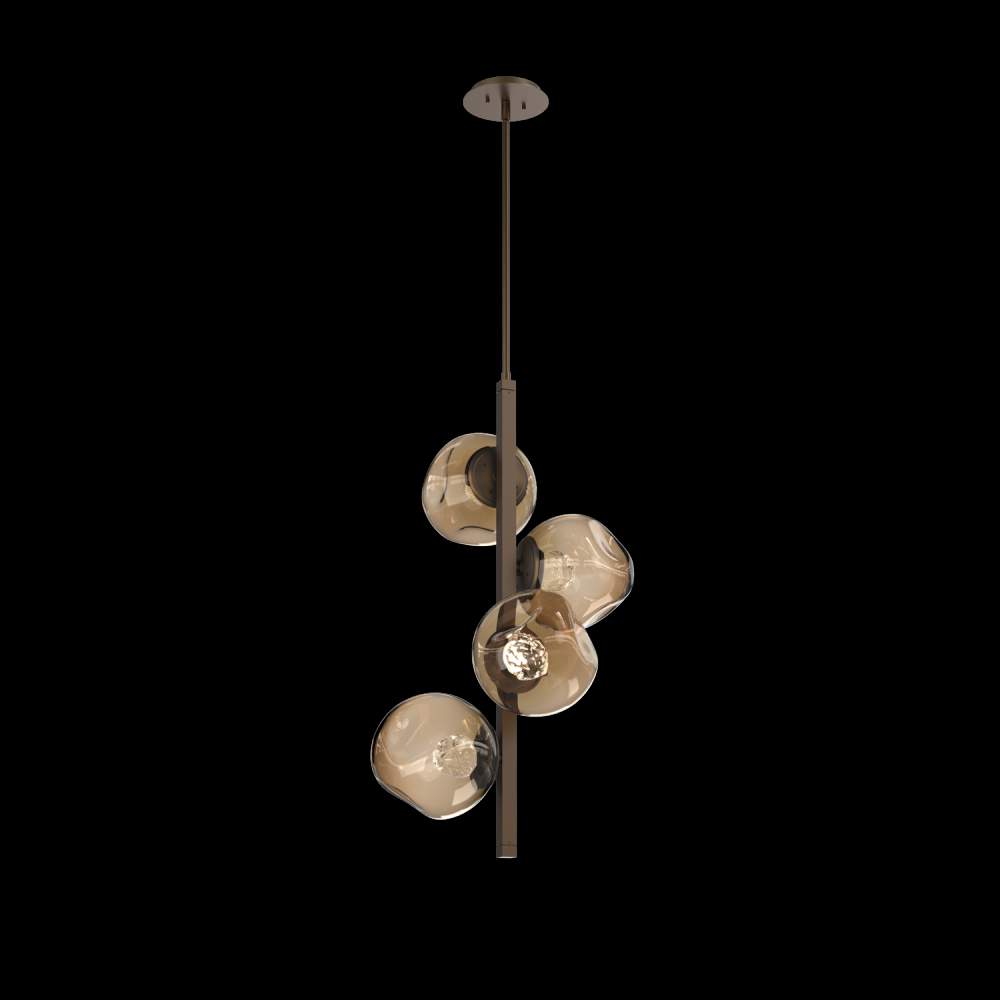 Luna 4pc Twisted Vine-Flat Bronze-Floret Inner - Bronze Outer-Threaded Rod Suspension-LED 3000K