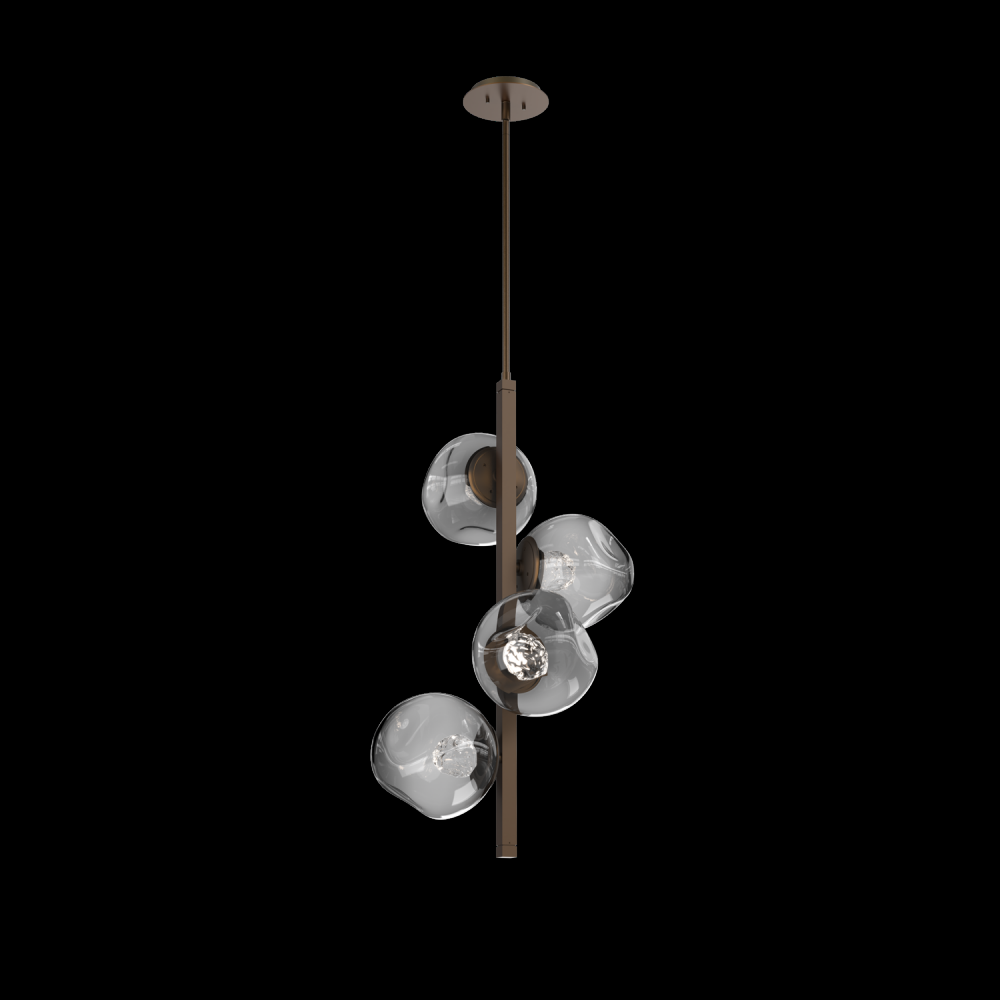 Luna 4pc Twisted Vine-Flat Bronze-Floret Inner - Smoke Outer-Threaded Rod Suspension-LED 2700K