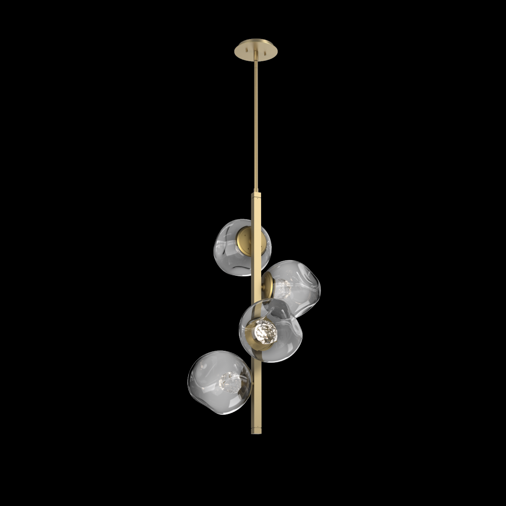 Luna 4pc Twisted Vine-Gilded Brass-Floret Inner - Smoke Outer-Threaded Rod Suspension-LED 3000K