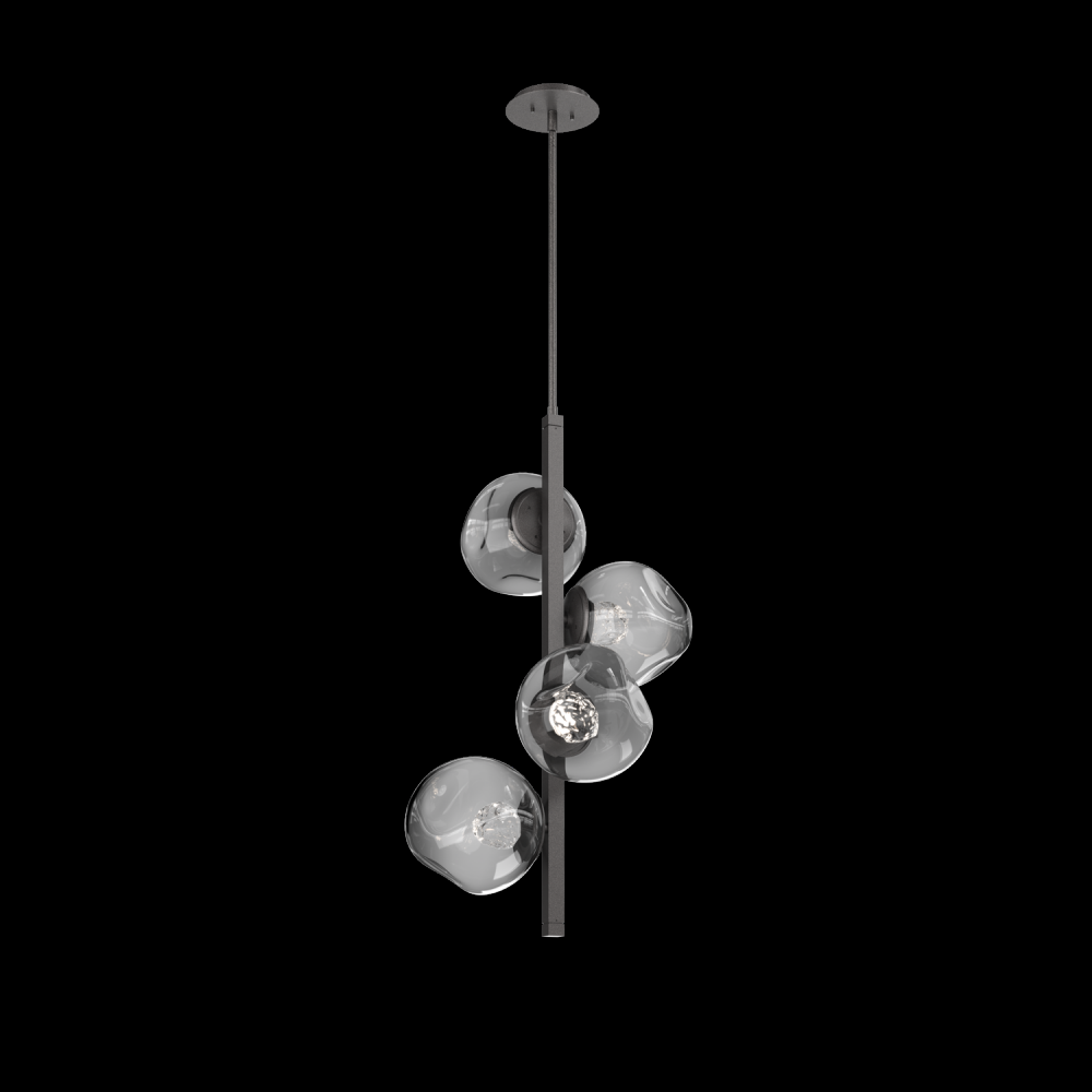 Luna 4pc Twisted Vine-Graphite-Floret Inner - Smoke Outer-Threaded Rod Suspension-LED 3000K