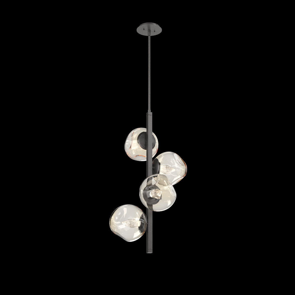 Luna 4pc Twisted Vine-Graphite-Geo Inner - Amber Outer-Threaded Rod Suspension-LED 3000K