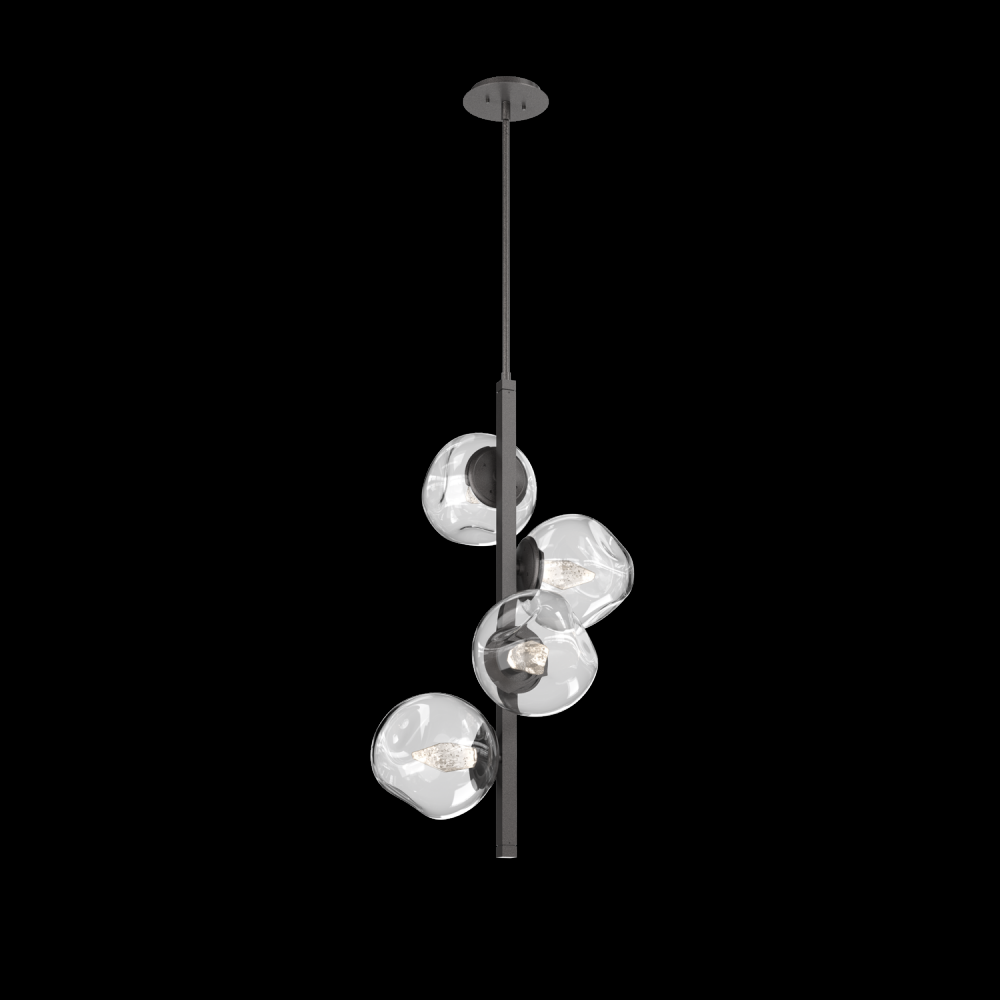 Luna 4pc Twisted Vine-Graphite-Geo Inner - Clear Outer-Threaded Rod Suspension-LED 3000K