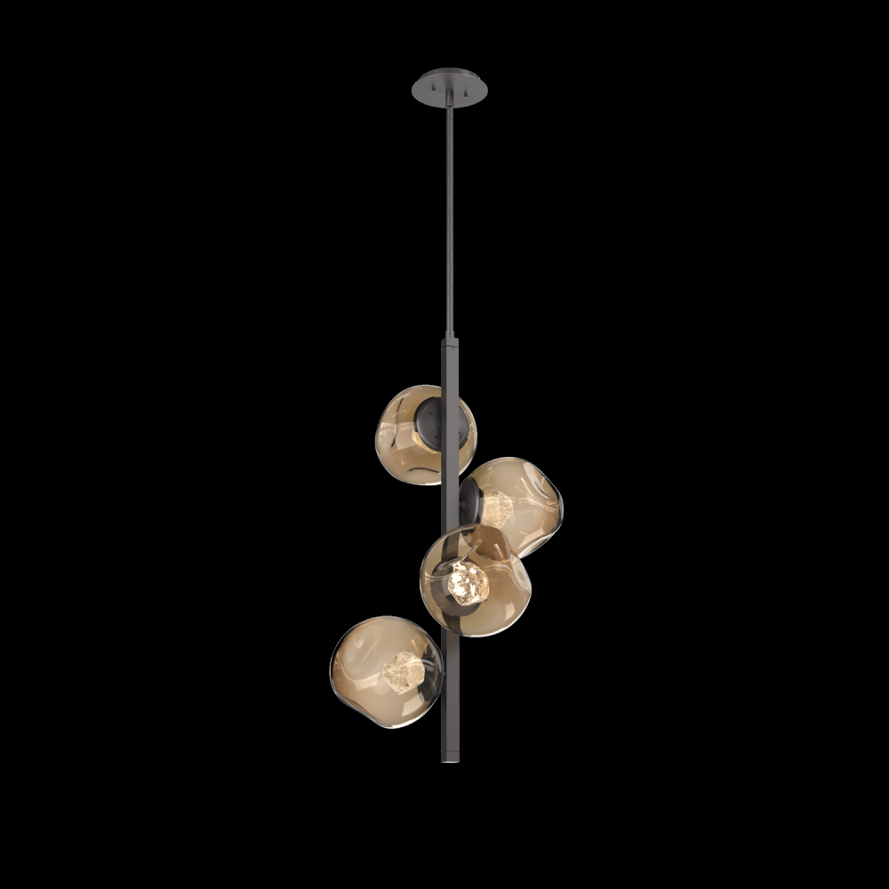 Luna 4pc Twisted Vine-Graphite-Zircon Inner - Bronze Outer-Threaded Rod Suspension-LED 2700K