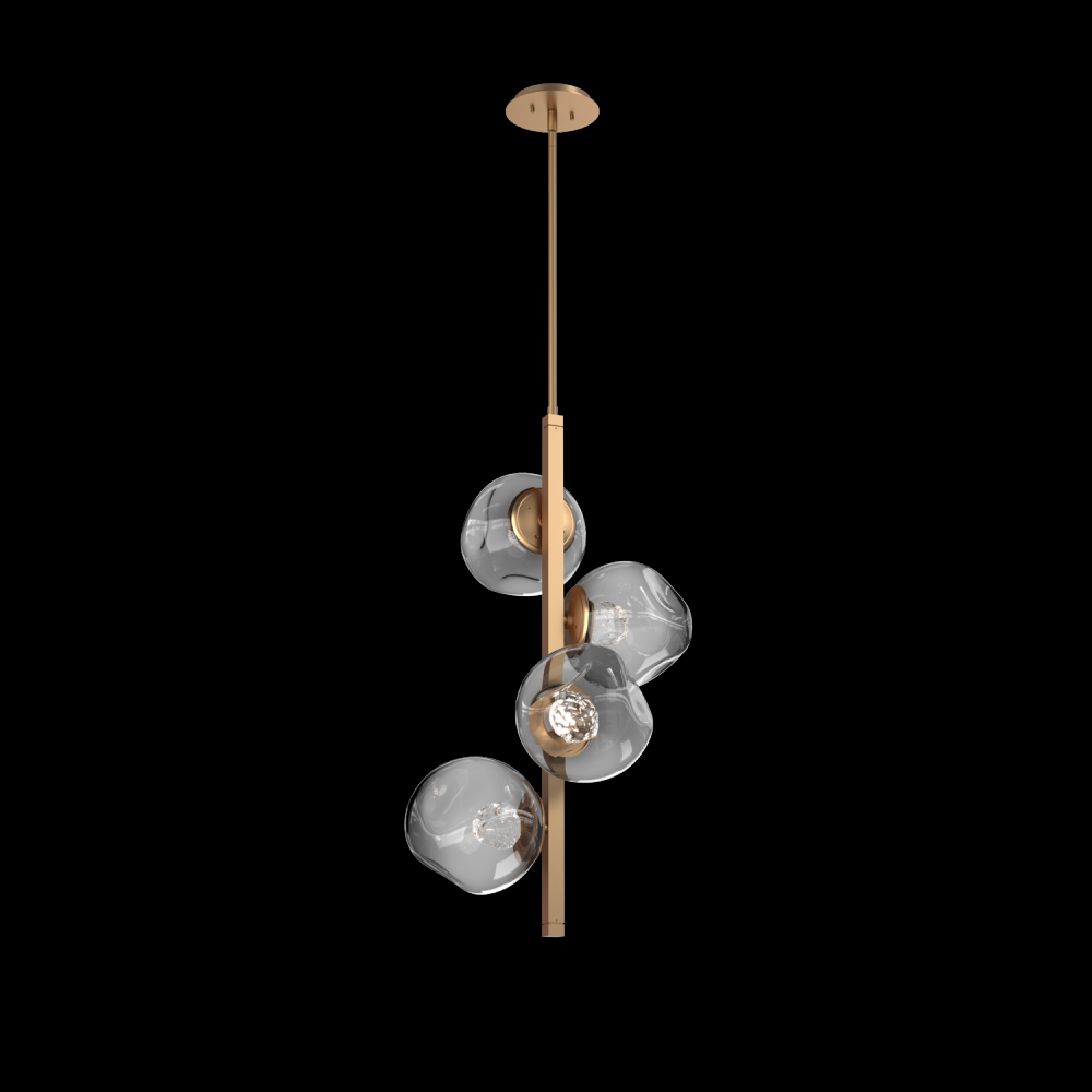 Luna 4pc Twisted Vine-Novel Brass-Floret Inner - Smoke Outer-Threaded Rod Suspension-LED 3000K