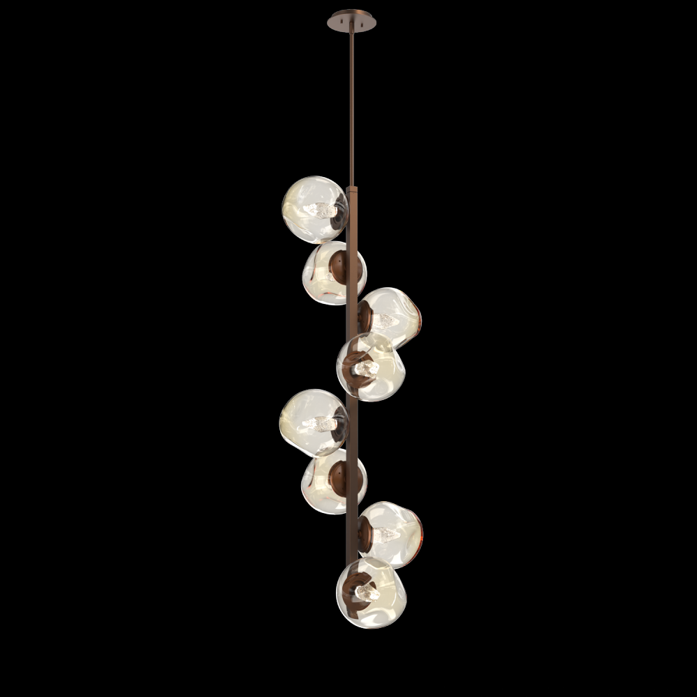 Luna 8pc Twisted Vine-Burnished Bronze-Geo Inner - Amber Outer-Threaded Rod Suspension-LED 2700K