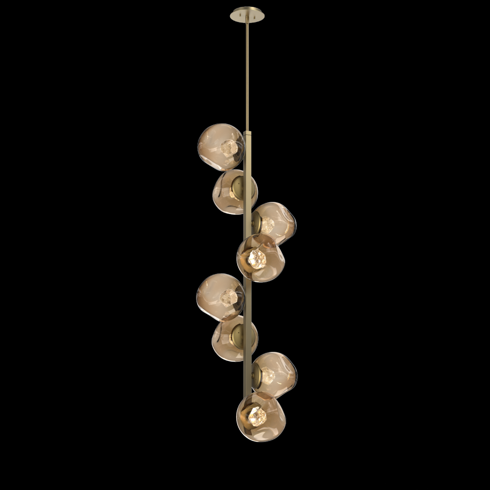 Luna 8pc Twisted Vine-Gilded Brass-Zircon Inner - Bronze Outer-Threaded Rod Suspension-LED 3000K