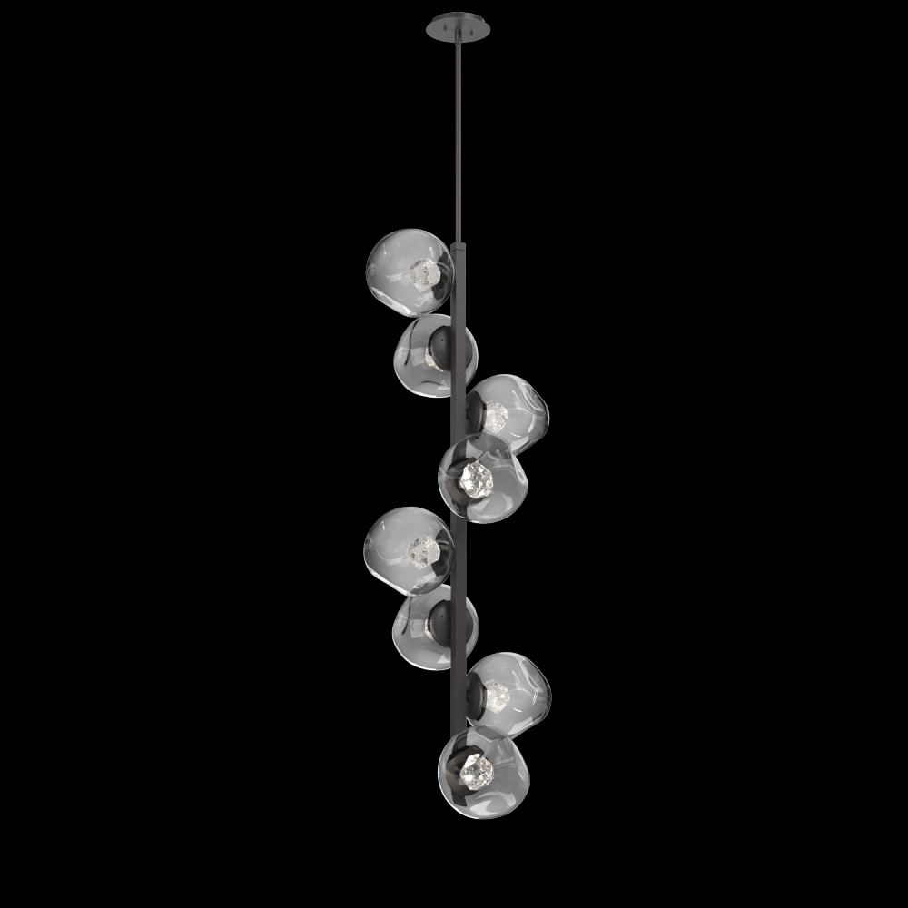 Luna 8pc Twisted Vine-Graphite-Zircon Inner - Smoke Outer-Threaded Rod Suspension-LED 2700K