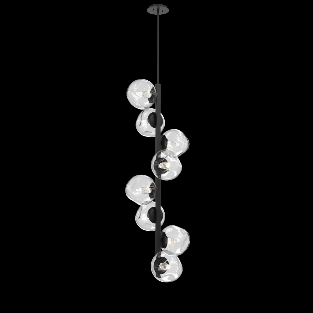 Luna 8pc Twisted Vine-Matte Black-Geo Inner - Clear Outer-Threaded Rod Suspension-LED 3000K