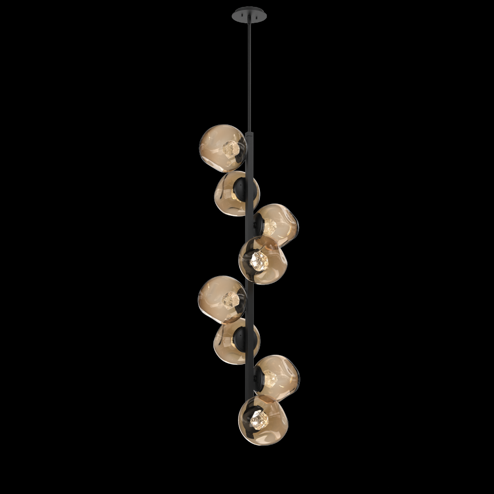 Luna 8pc Twisted Vine-Matte Black-Zircon Inner - Bronze Outer-Threaded Rod Suspension-LED 3000K