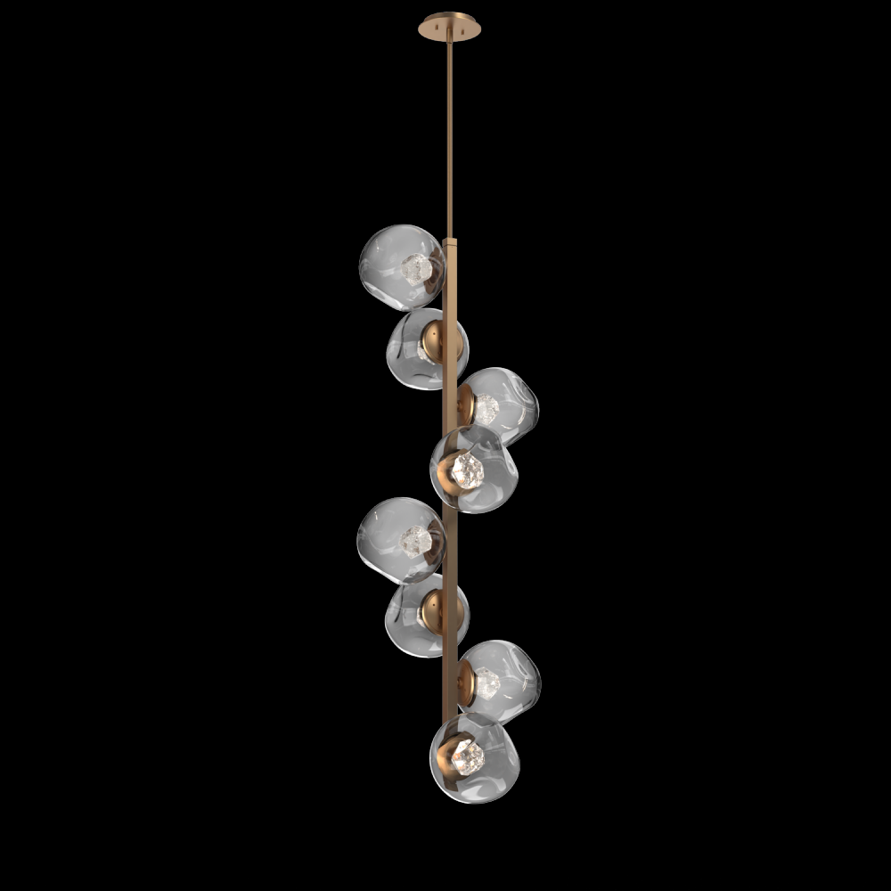 Luna 8pc Twisted Vine-Novel Brass-Zircon Inner - Smoke Outer-Threaded Rod Suspension-LED 3000K