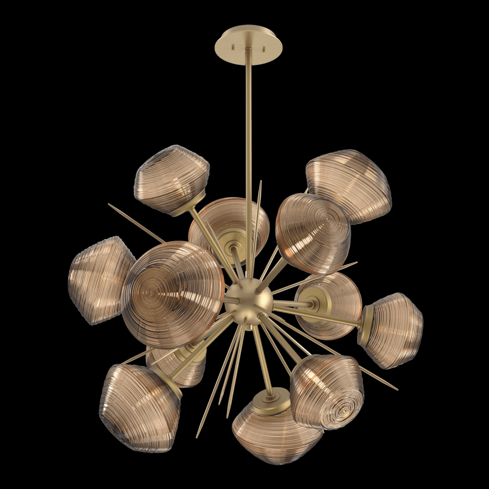 Mesa 36" Starburst-Gilded Brass-Bronze Blown Glass