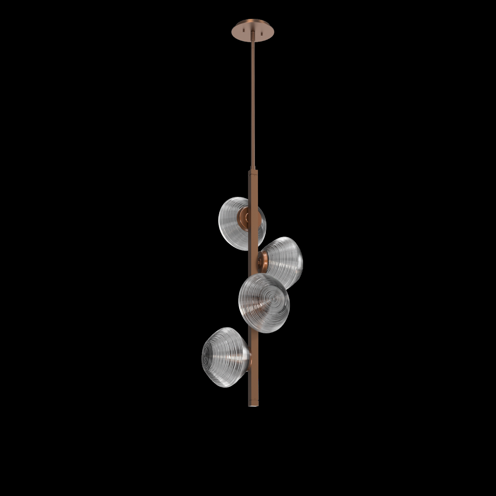 Mesa 4pc Twisted Vine-Burnished Bronze-Smoke Blown Glass-Threaded Rod Suspension-LED 3000K