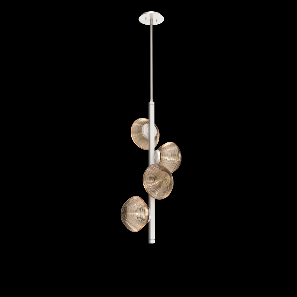 Mesa 4pc Twisted Vine-Beige Silver-Bronze Blown Glass-Threaded Rod Suspension-LED 3000K