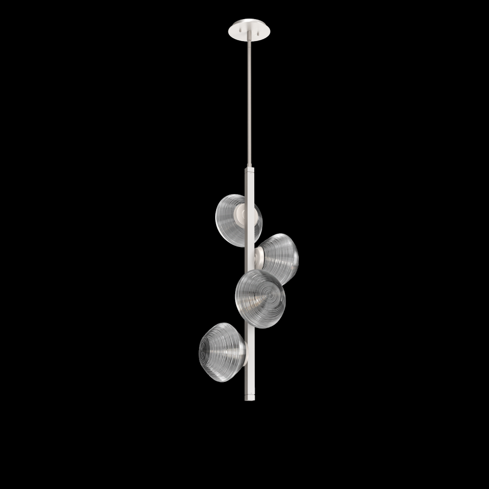 Mesa 4pc Twisted Vine-Beige Silver-Smoke Blown Glass-Threaded Rod Suspension-LED 3000K