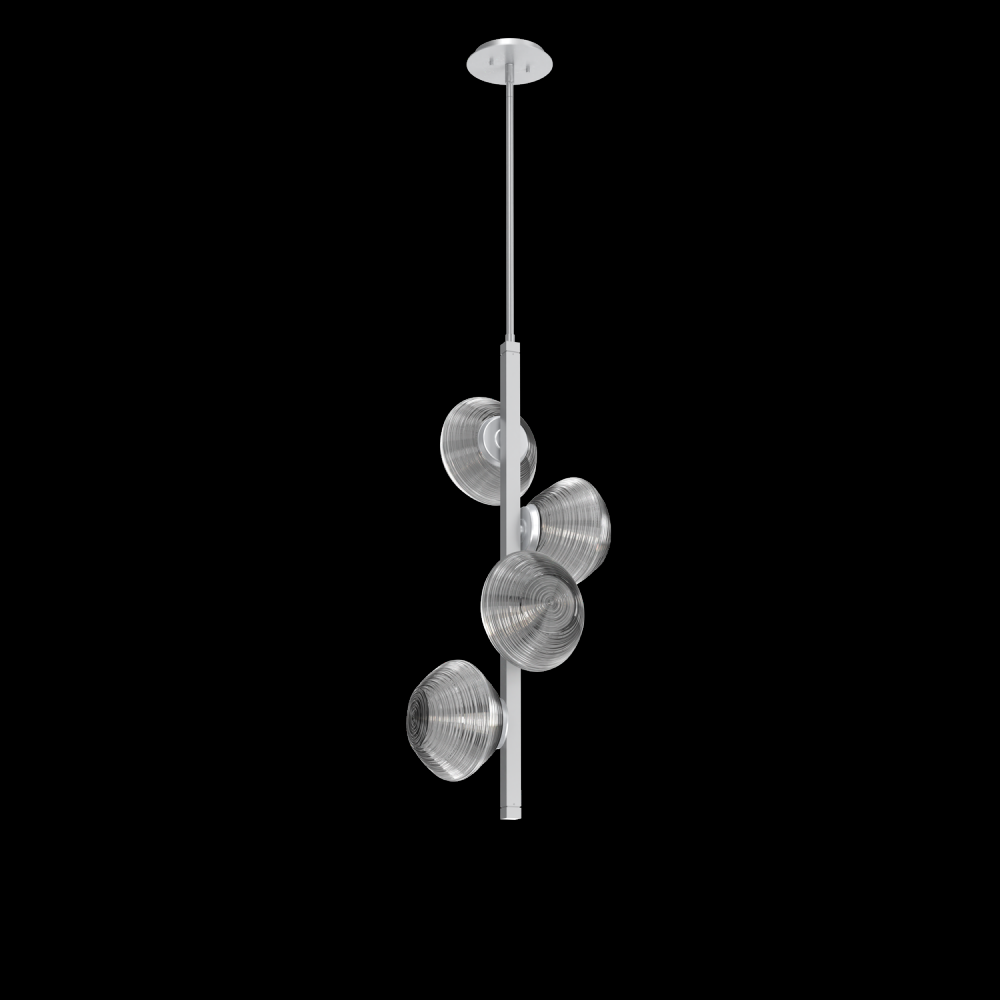 Mesa 4pc Twisted Vine-Classic Silver-Smoke Blown Glass-Threaded Rod Suspension-LED 3000K