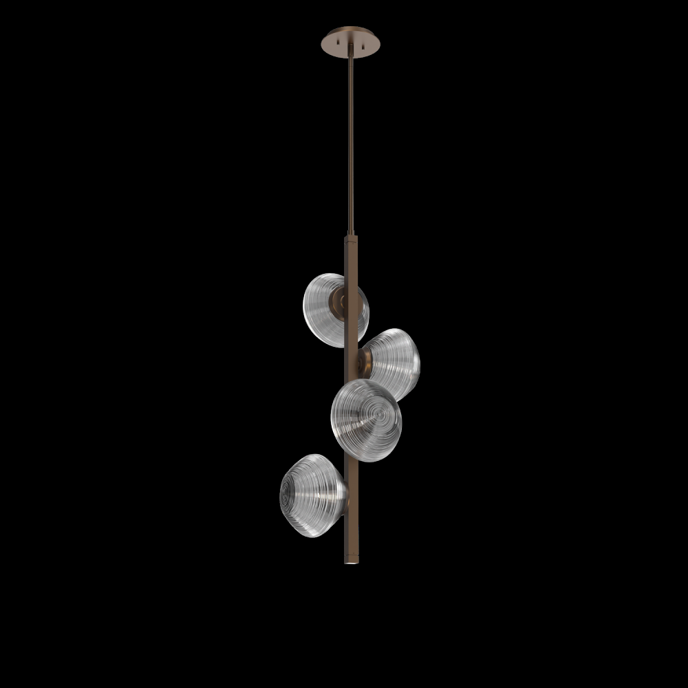 Mesa 4pc Twisted Vine-Flat Bronze-Smoke Blown Glass-Threaded Rod Suspension-LED 3000K