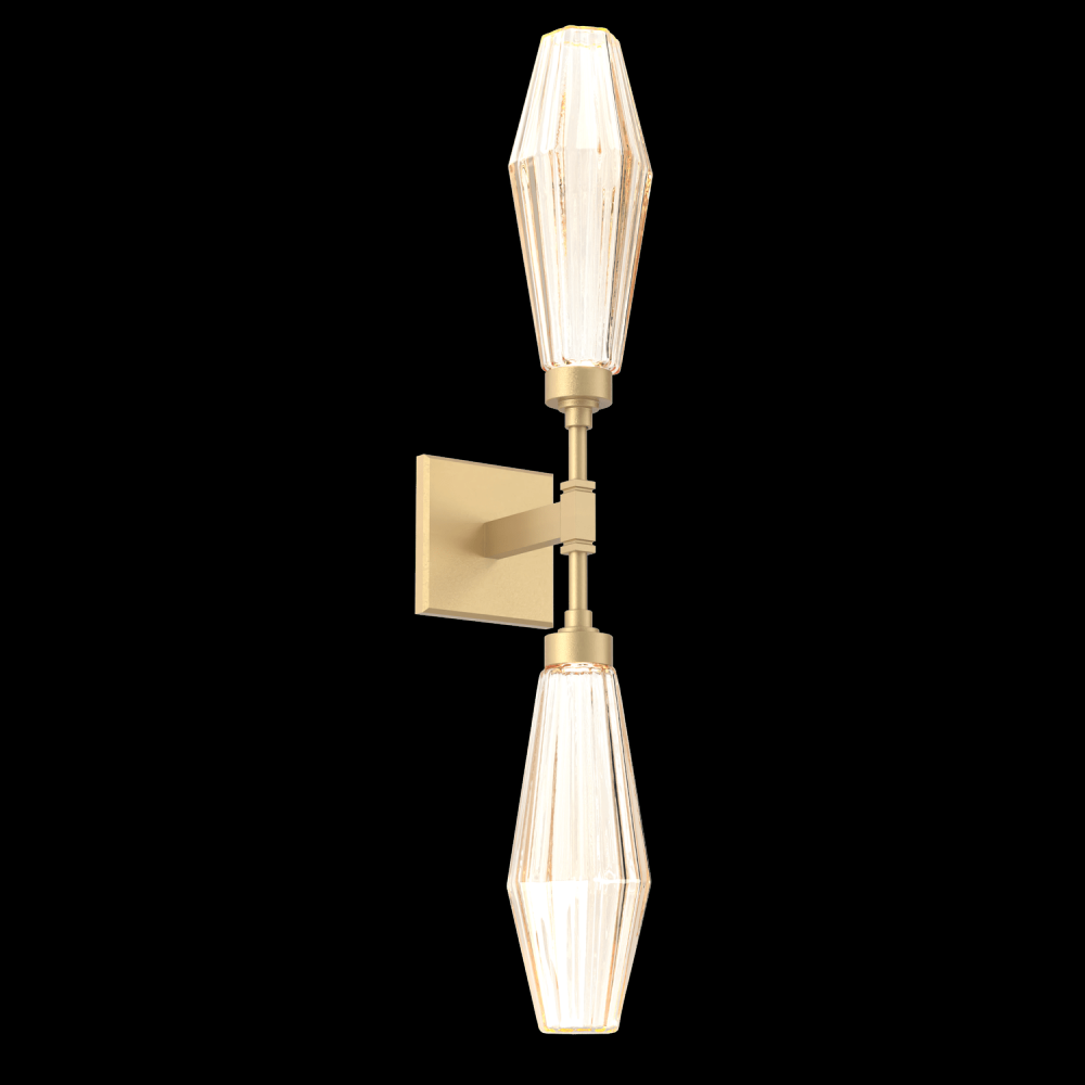 Aalto Double Sconce-Gilded Brass-Optic Rib Blown Glass