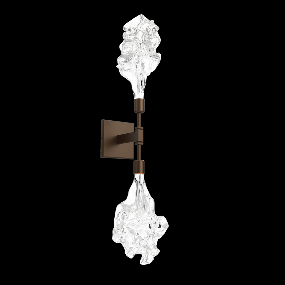 Blossom Double Sconce-Flat Bronze-Blossom Clear Blownglass