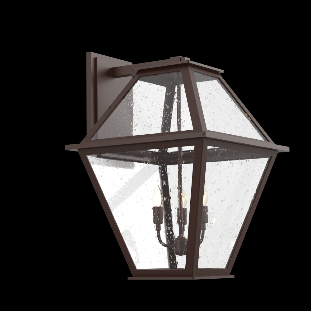 Terrace Candleabra Lantern-Statuary Bronze-Clear Seeded Glass