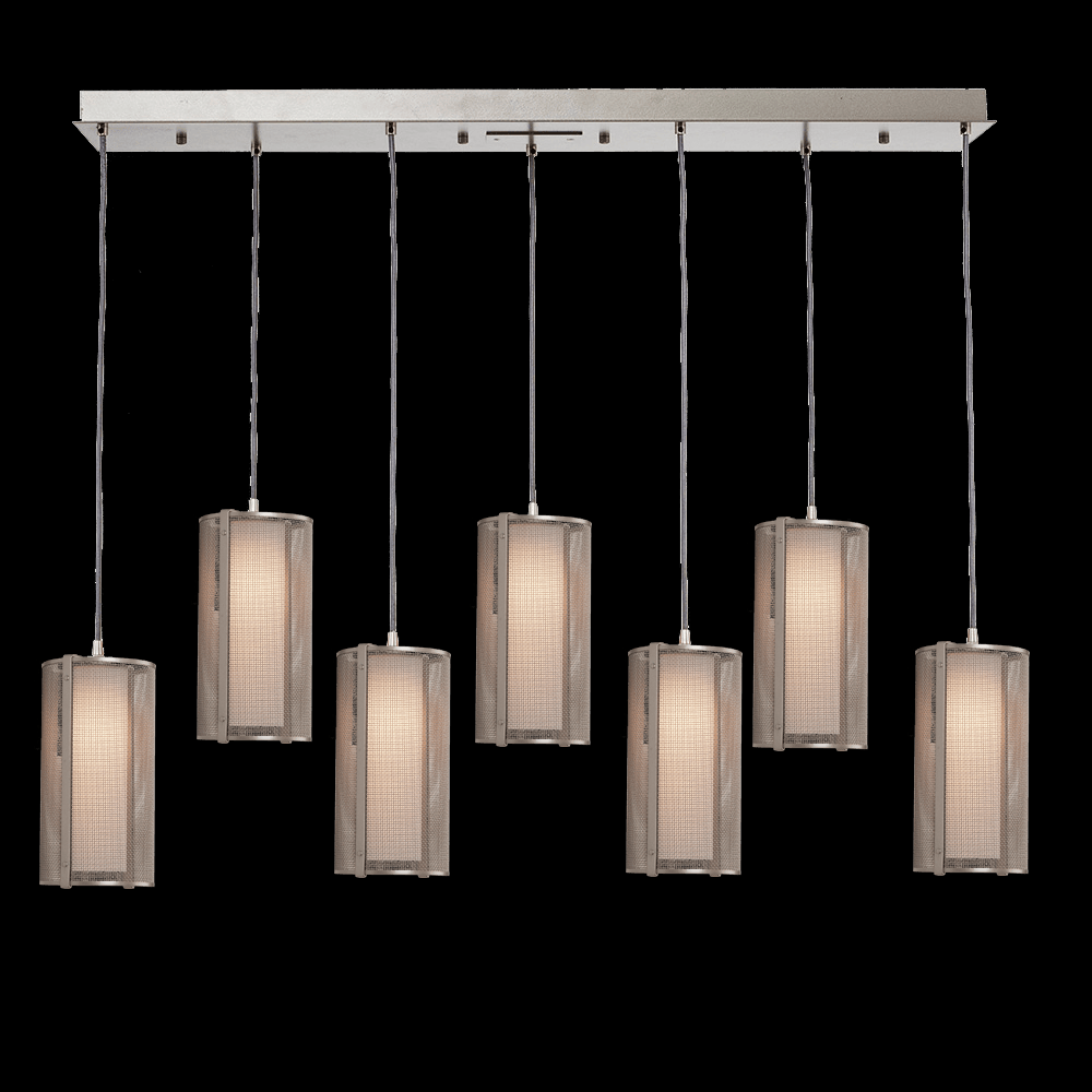 Uptown Mesh Linear Multi-Pendant-05-Novel Brass-Frosted Glass-Cloth Braided Cord-LED 3000K