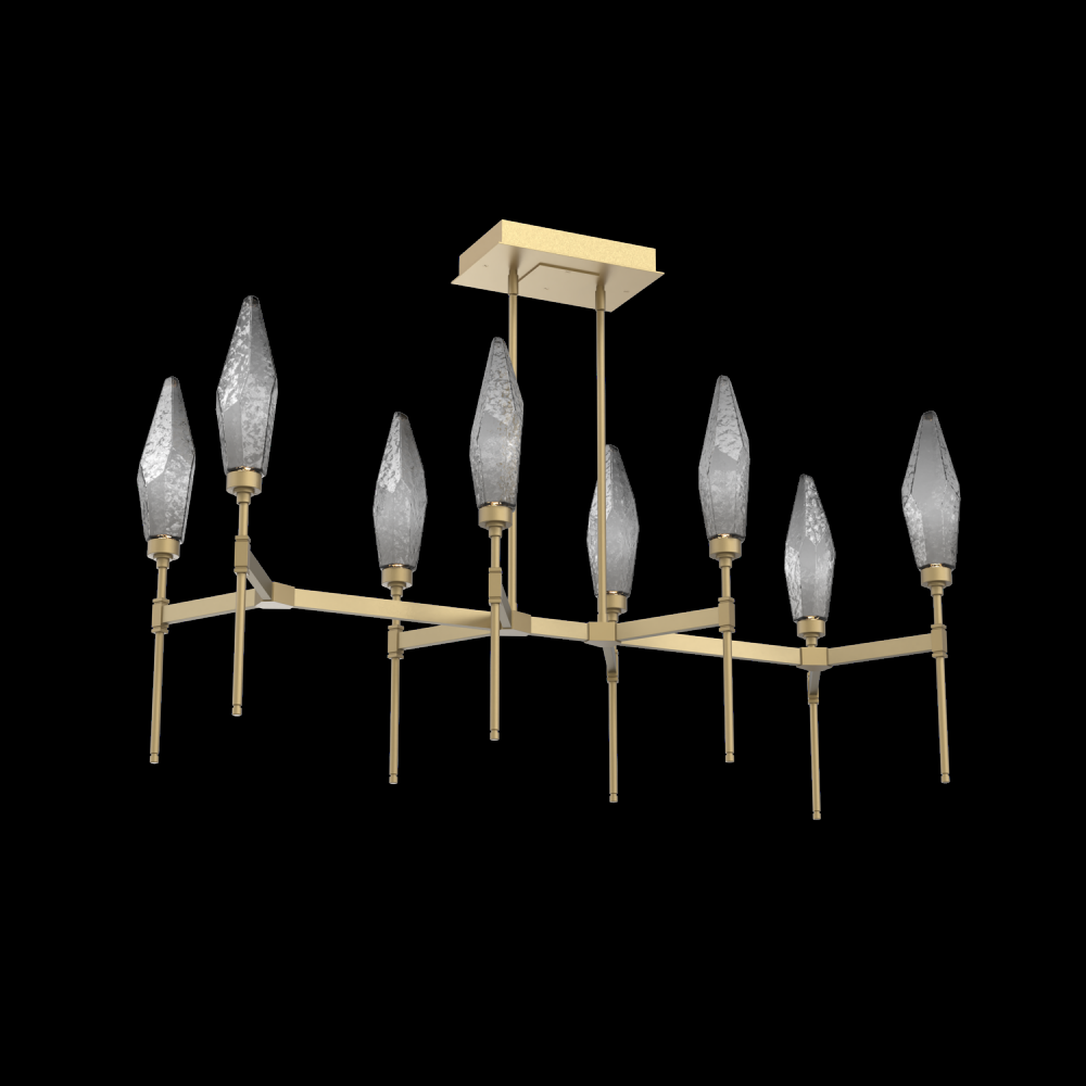 Rock Crystal Linear Suspension-48-Gilded Brass