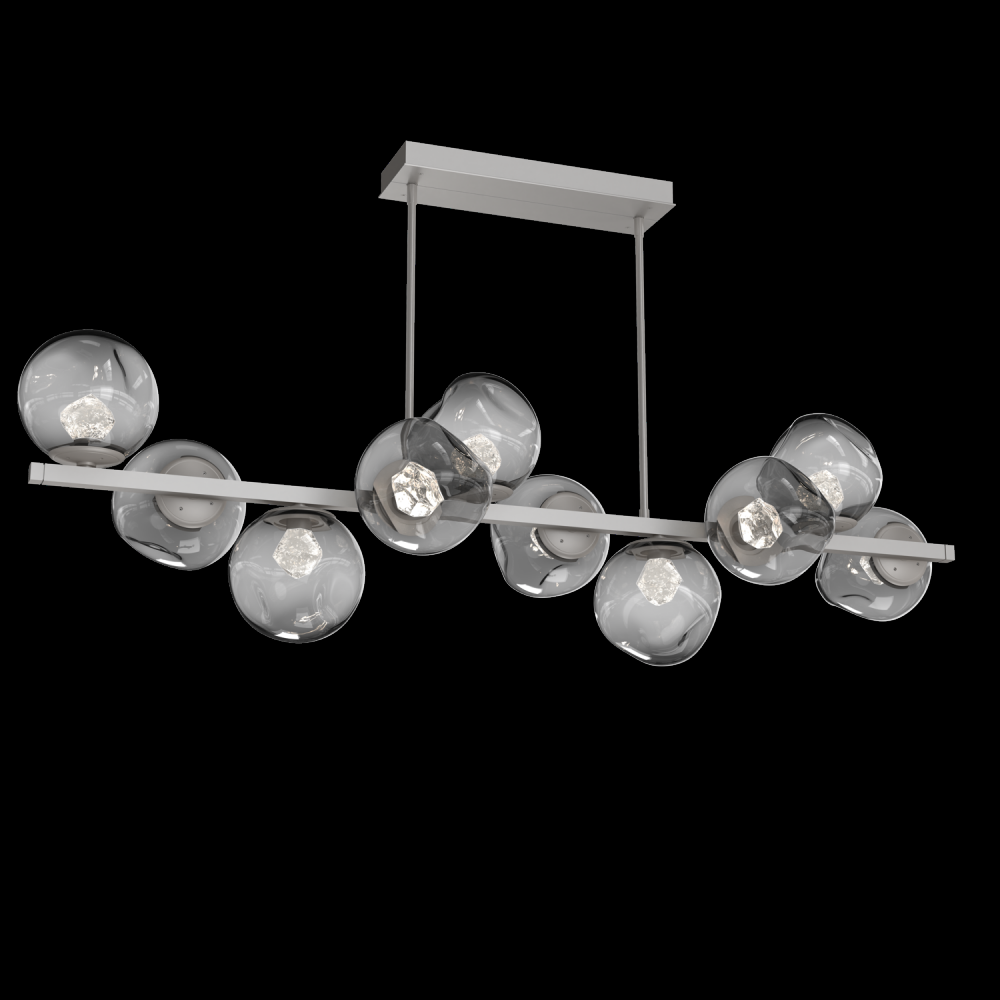 Luna 10pc Twisted Branch-Beige Silver-Zircon Inner - Smoke Outer-Threaded Rod Suspension-LED 3000K